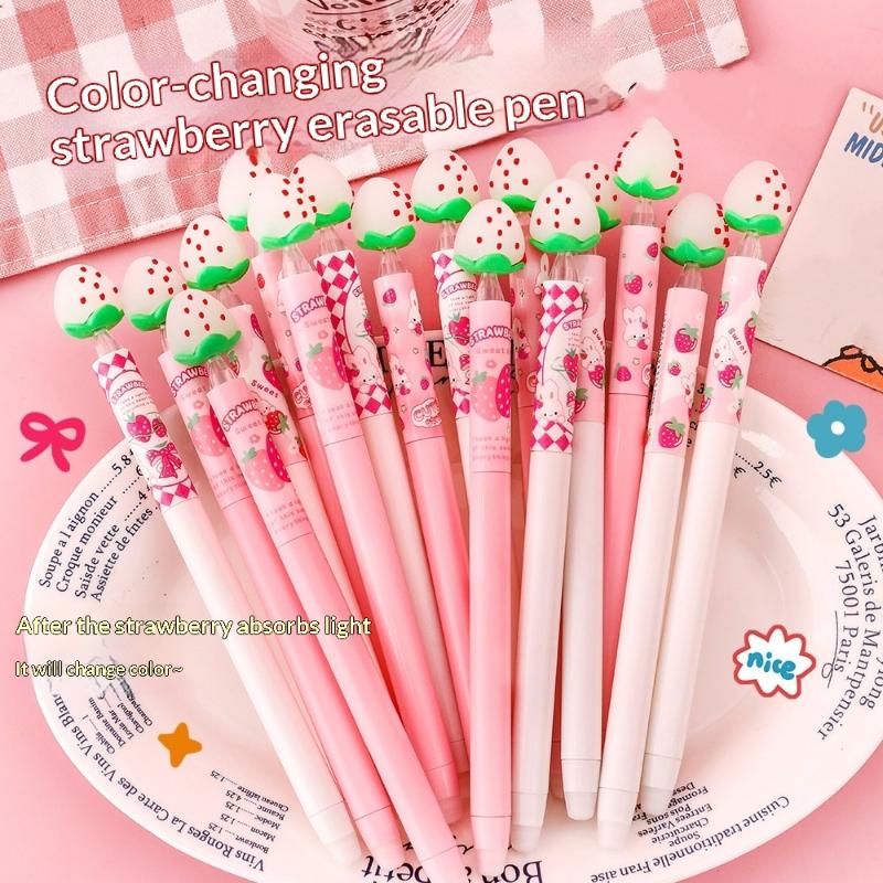 Strawberry Design Erasable Gel - đánh giá và giá Gel Ink Pen Set