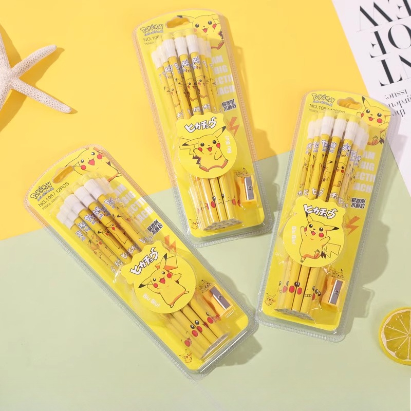 12pcs pokemon pencil with Eras - đánh giá và giá Office Supply Office Stationery Items