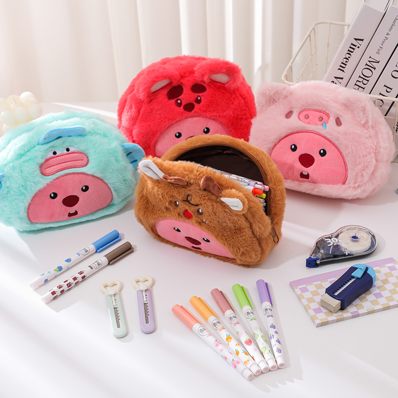 Cartoon Plush Pencil Bag Stude - đánh giá và giá Pencil Case Large